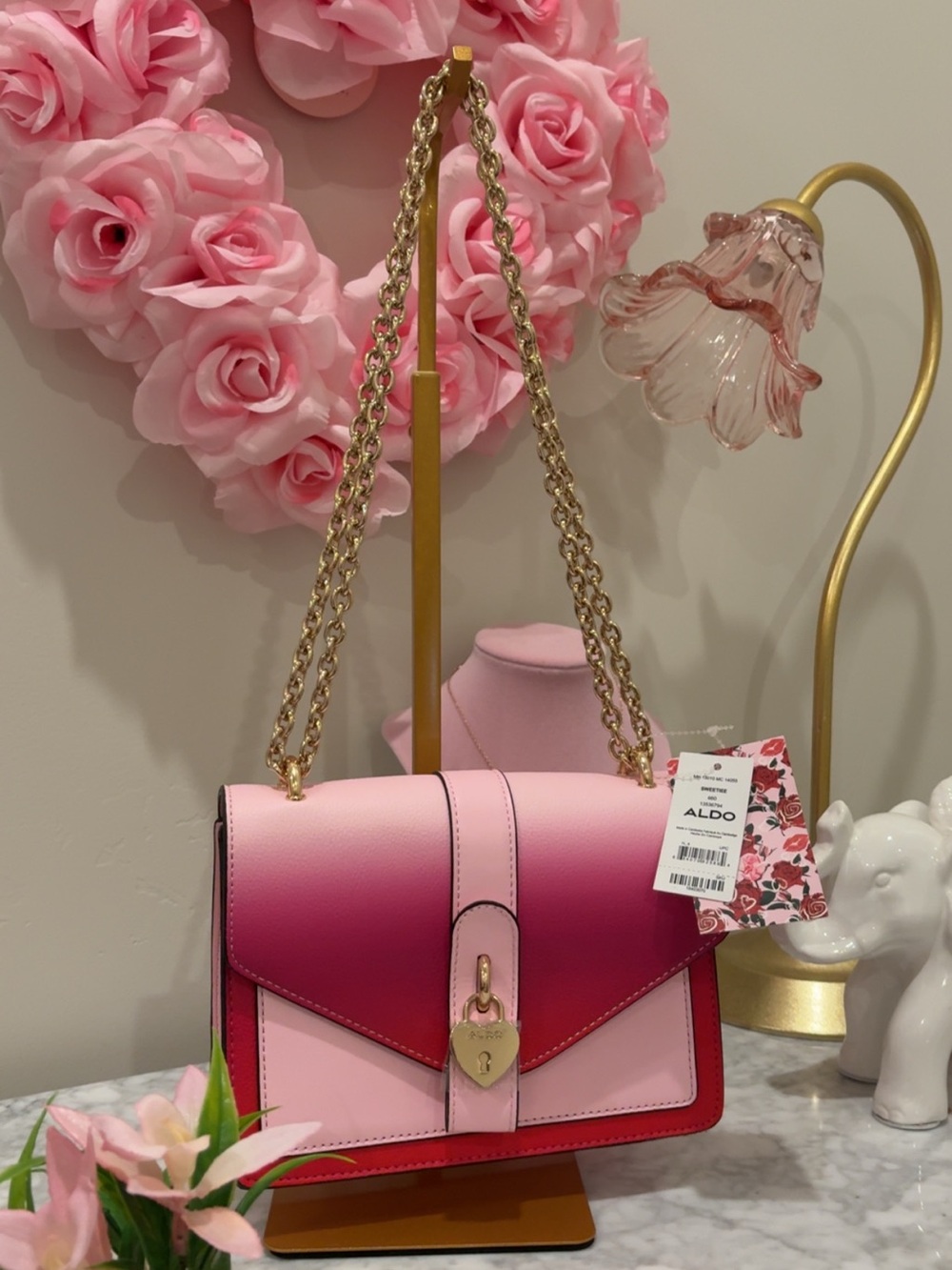 Aldo Pink Ombre Chain Shoulder Bag